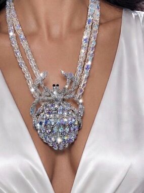 NWT ⚜️💎⚜️ EYE CANDY LOS ANGELES large spider iridescent crystals necklace